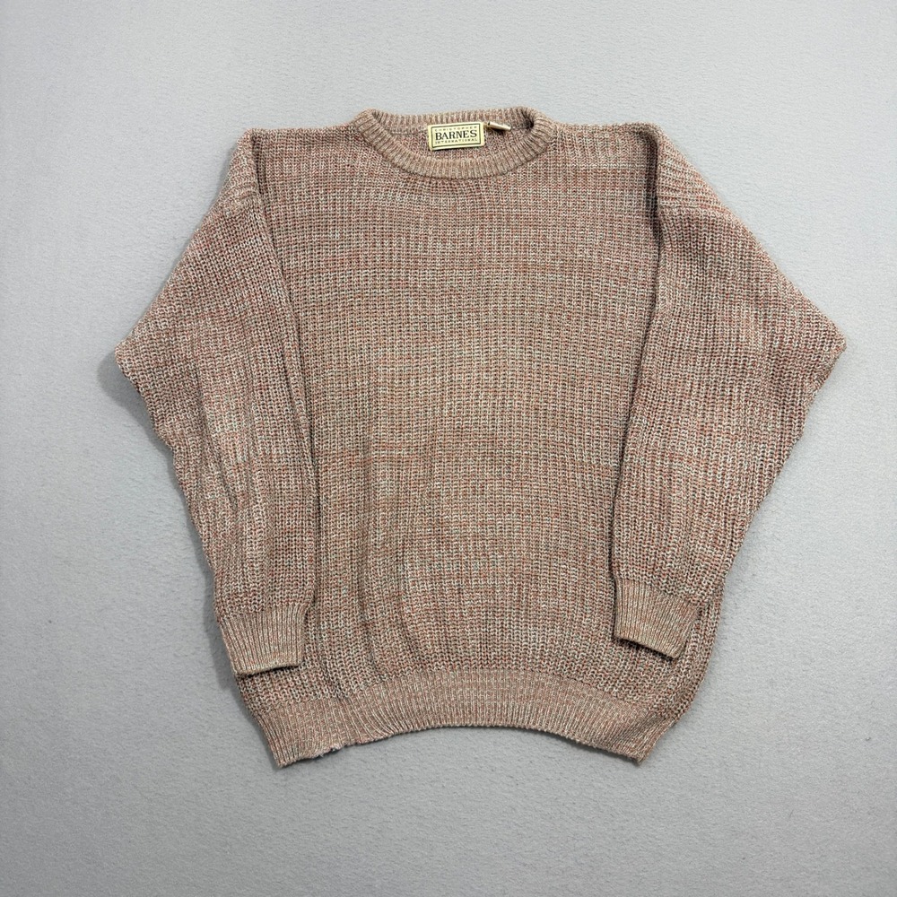 Vintage Christopher Barnes Sweater Mens XL Brown Knit Pullover Crewneck Cotton